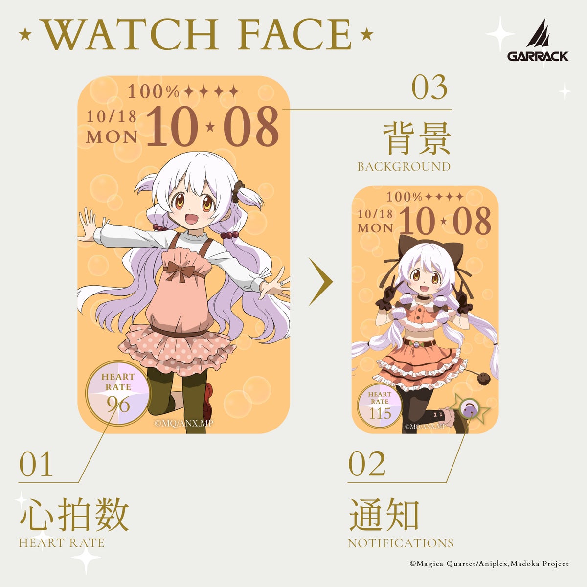 Puella Magi Madoka Magica x Garrack Collaboration Smartwatch - Momoe Nagisa Model HUC MM BD11 MN [Pre-Order Dec 2026]