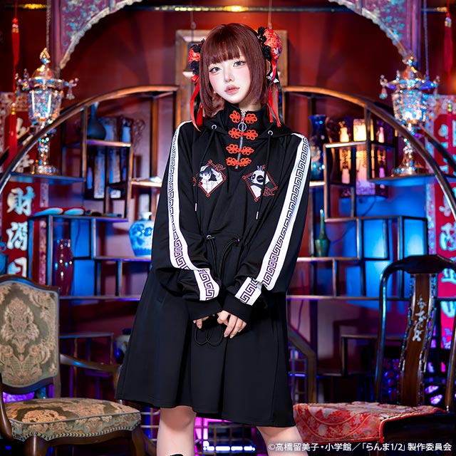 Ranma 1/2 x Listen Flavor - Chinese Jersey Dress Black