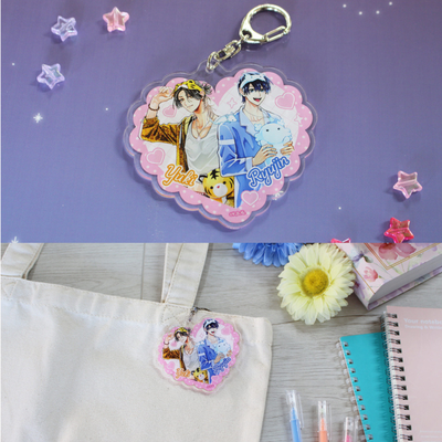 Shuki Shuki Max Heart -Deco Yamano Original Illustration Acrylic Key Chain Ryuujin & Torayuki Pajamas Ver. [Pre-Order Apr 2026]