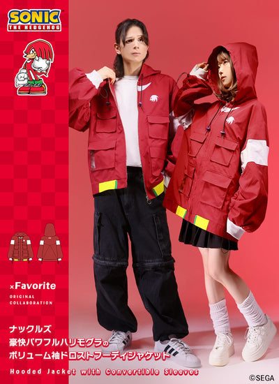 Sonic the Hedgehog x Favorite Collaboration - Knuckles Heroic Powerful Echidna Volume-Sleeve Drawstring Hoodie Jacket [Pre-Order Feb 2027]