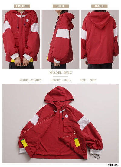 Sonic the Hedgehog x Favorite Collaboration - Knuckles Heroic Powerful Echidna Volume-Sleeve Drawstring Hoodie Jacket [Pre-Order Feb 2027]