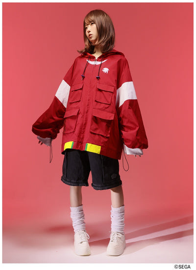 Sonic the Hedgehog x Favorite Collaboration - Knuckles Heroic Powerful Echidna Volume-Sleeve Drawstring Hoodie Jacket [Pre-Order Feb 2027]