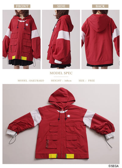 Sonic the Hedgehog x Favorite Collaboration - Knuckles Heroic Powerful Echidna Volume-Sleeve Drawstring Hoodie Jacket [Pre-Order Feb 2027]