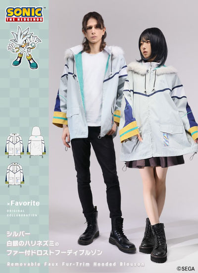 Sonic the Hedgehog x Favorite Collaboration - Silver The Hedgehog Drawstring Hooded Blouson With Fur [Pre-Order Feb 2027]