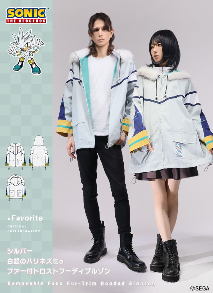 Sonic the Hedgehog x Favorite Collaboration - Silver The Hedgehog Drawstring Hooded Blouson With Fur [Pre-Order Feb 2027]
