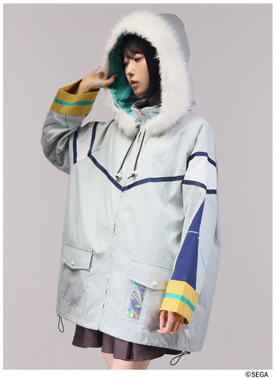 Sonic the Hedgehog x Favorite Collaboration - Silver The Hedgehog Drawstring Hooded Blouson With Fur [Pre-Order Feb 2027]