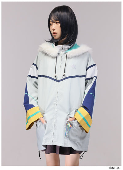 Sonic the Hedgehog x Favorite Collaboration - Silver The Hedgehog Drawstring Hooded Blouson With Fur [Pre-Order Feb 2027]