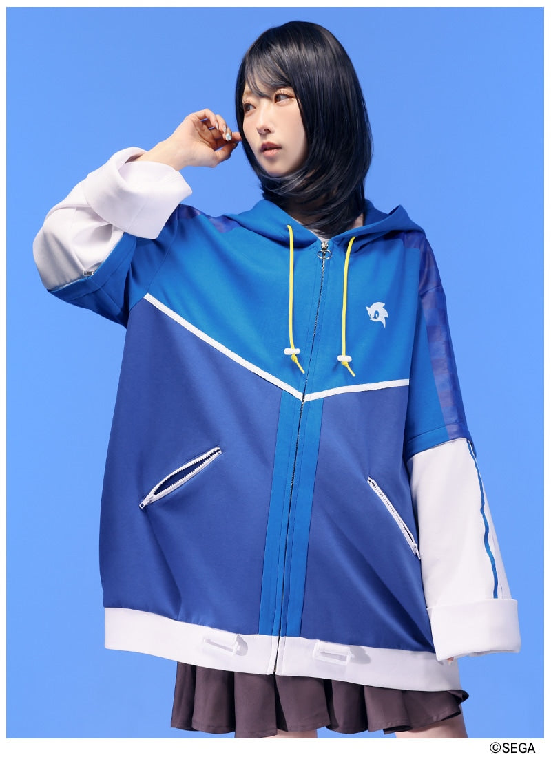 Sonic the Hedgehog x Favorite Collaboration - Sonic The Hedgehog 2-Way Sleeve Cardboard Knit Hoodie [Pre-Order Feb 2027]