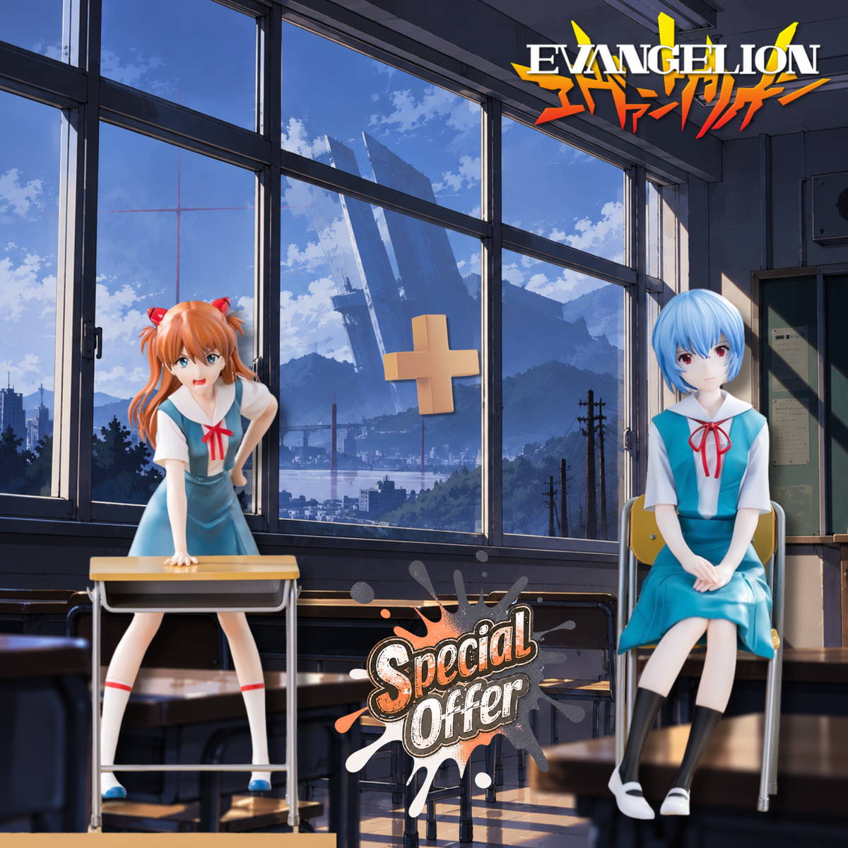 [Special Bundle] Evangelion: New Theatrical Edition Xstellar Figure - Shikinami Asuka Langley & Rei Ayanami School Uniform Ver. Complete Set of 2 [Pre-order Mar 2027]