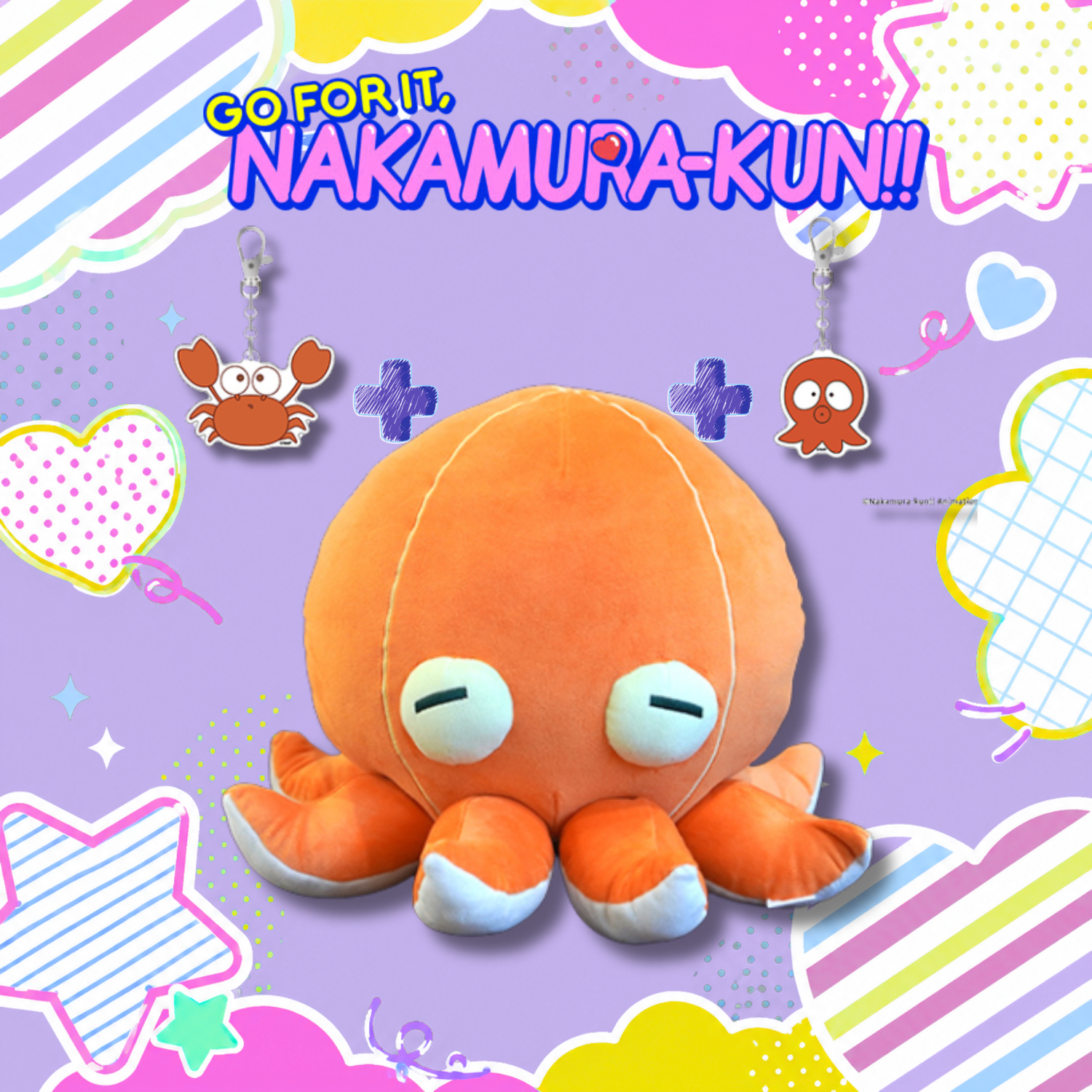 [Special Bundle] Go for It, Nakamura! - Octopus plushie + Crab & Octopus Acrylic Keychain Set [Pre-Order Mar 2027]