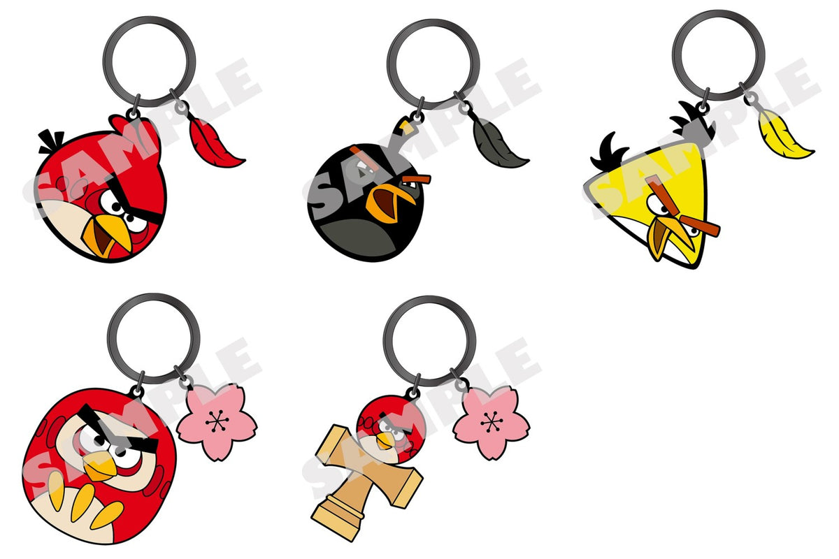 Angry Birds metal keychains, complete set of five designs
