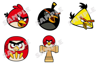 Angry Birds pin badges, complete set of five designs