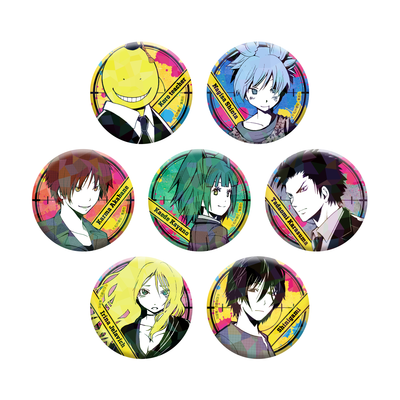 Assassination Classroom – Yusei Matsui Exhibition Holographic Can Badge RANDOM - official product illustration (additional copy)