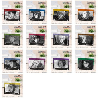 Attack on Titan Ani-Art BLACK LABEL Vol. 3 - A6 Acrylic Panels complete set showing all 13 character designs