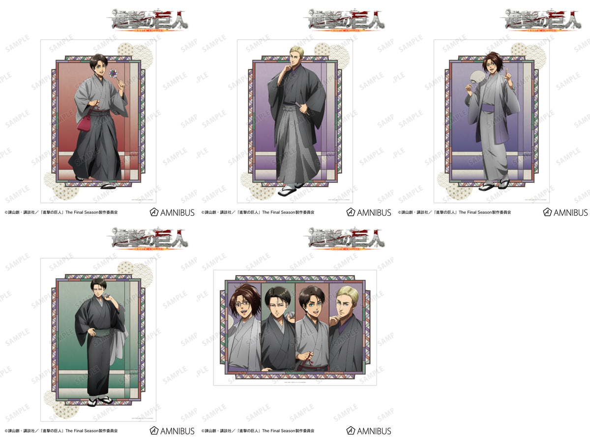 Attack on Titan Kimono Ver. A3 Matte Posters - Complete Set (5 Types)
