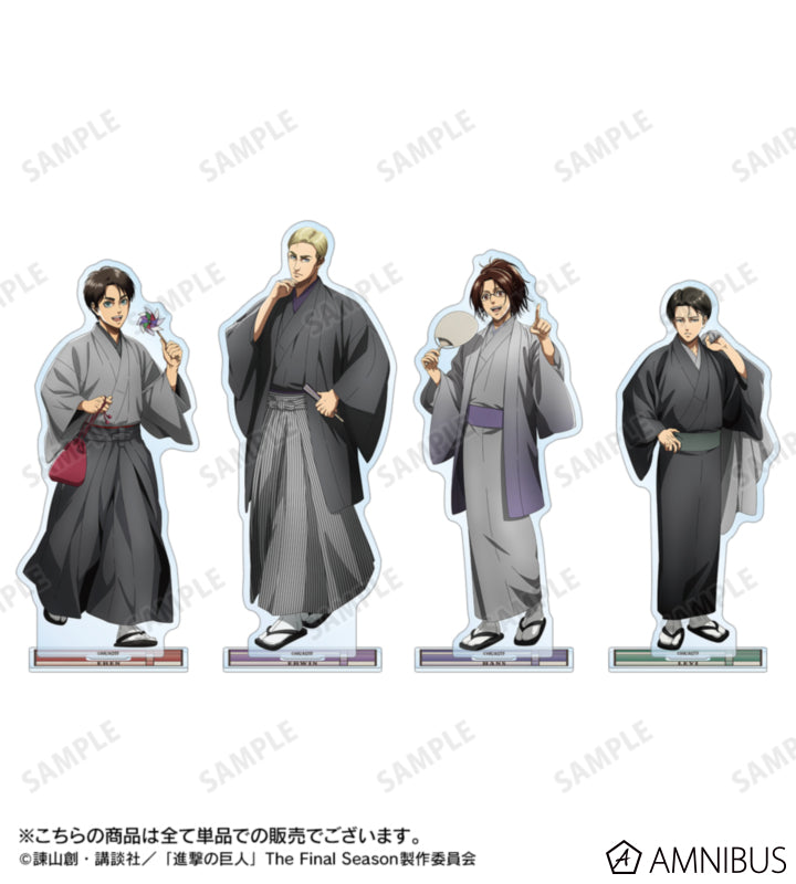 Attack on Titan Kimono Ver. BIG Acrylic Stands - Complete Set of 4 Characters, official view 3