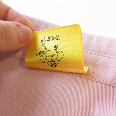 Banana Fish Eiji Okumura Pink Shirt - Image Edition - Reverse neck label with nori²-kun