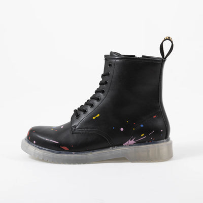 Bocchi The Rock! SuperGroupies Kessoku Band boots: Outer side profile with colourful paint accents.