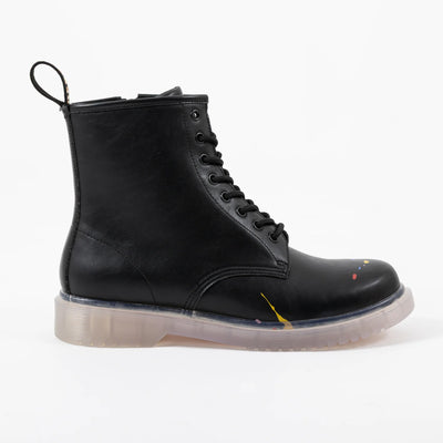 Bocchi The Rock! SuperGroupies Kessoku Band boots: Side and heel view with yellow pull tab.