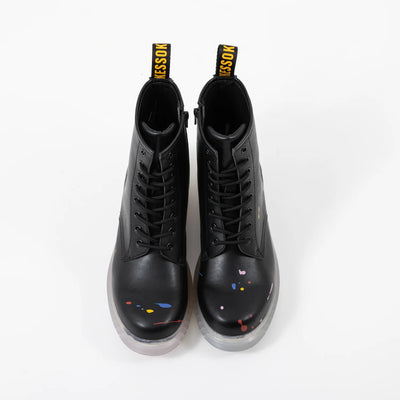Bocchi The Rock! SuperGroupies Kessoku Band boots: Front and top view of both lace-up boots.