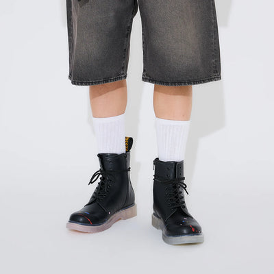 Bocchi The Rock! SuperGroupies Kessoku Band boots: Boots worn by a model, front view.