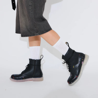 Bocchi The Rock! SuperGroupies Kessoku Band boots: Boots worn while walking, side view.