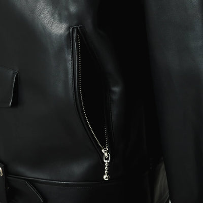 Bocchi The Rock! SuperGroupies Kessoku Band riders jacket: Vertical zippered front pocket.
