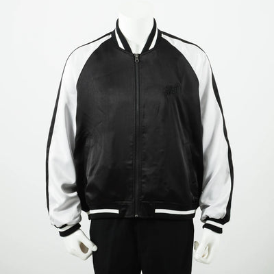 Bocchi The Rock! SuperGroupies Kikuri Hiroi sukajan jacket: front view with zip fastening and white sleeves.