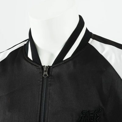 Bocchi The Rock! SuperGroupies Kikuri Hiroi sukajan jacket: Collar and front zipper detail.