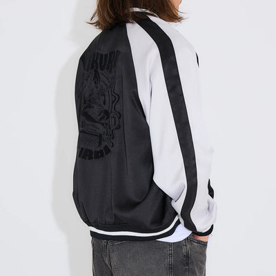Bocchi The Rock! SuperGroupies Kikuri Hiroi sukajan jacket: Jacket worn by a model, three-quarter rear view.