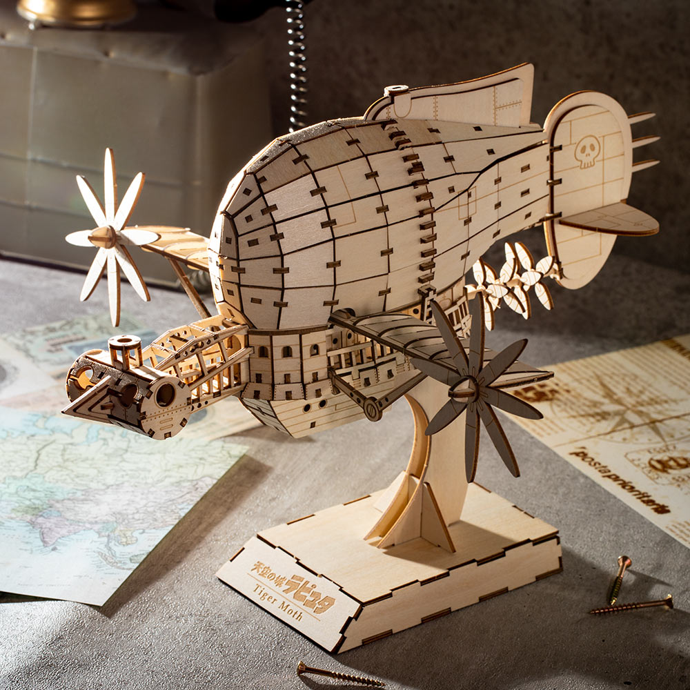 Castle in the Sky ki-gu-mi Wooden Model - Tiger Moth - official view 3