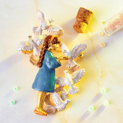 Castle in the Sky Sheeta and White Doves Brooch - official view 1