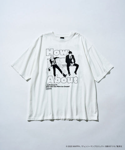 Denji & Aki Distressed Graphic T-Shirt - Off-White - main view