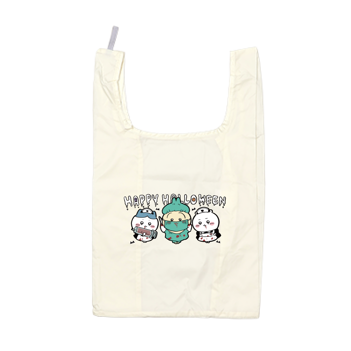 Chiikawa Happy Halloween 2026 Chiikawa, Hachiware & Usagi Eco Bag L in Natural White, official product view 2