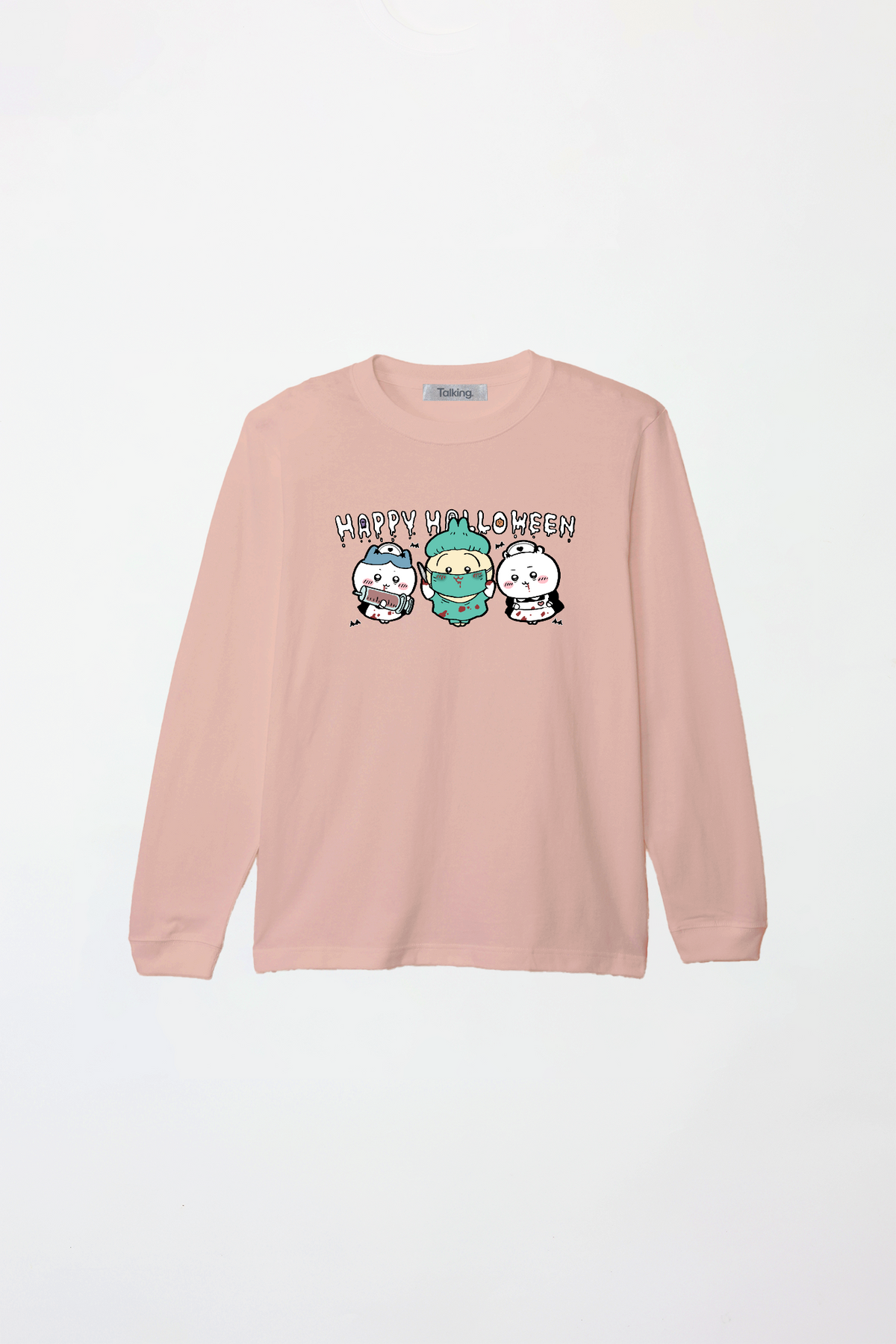 Chiikawa Happy Halloween 2026 Chiikawa, Hachiware & Usagi Long Sleeve T-Shirt in Off Pink, official product view 1