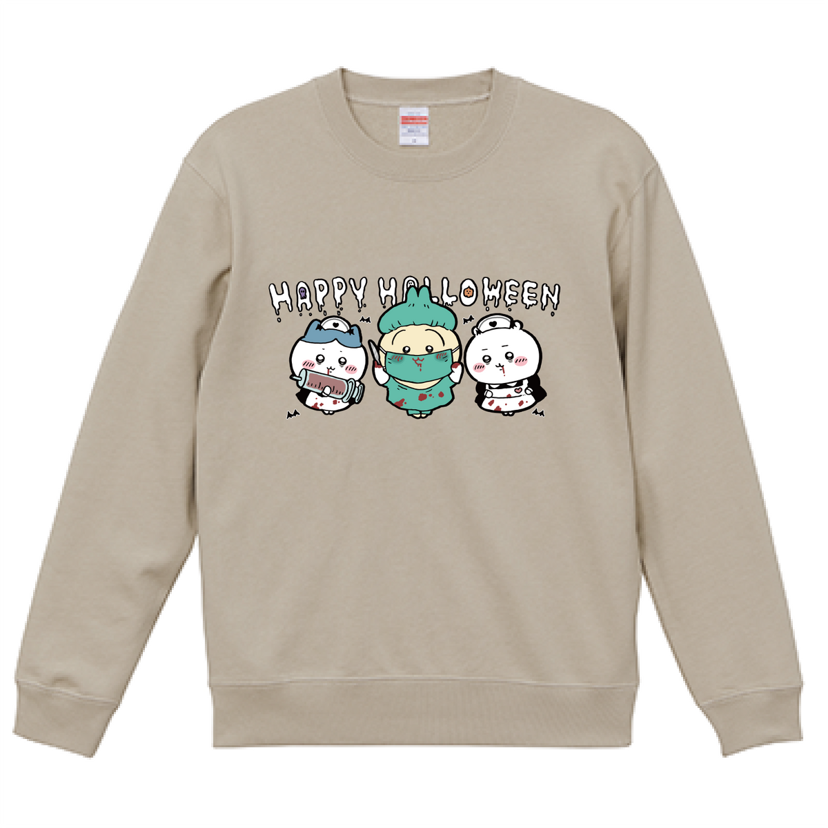 Chiikawa Happy Halloween 2026 Chiikawa, Hachiware & Usagi Sweatshirt in Sand Beige, official product view 3
