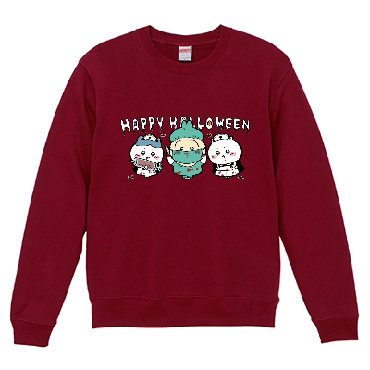 Chiikawa Happy Halloween 2026 Chiikawa, Hachiware & Usagi Sweatshirt in Burgundy, official product view 6