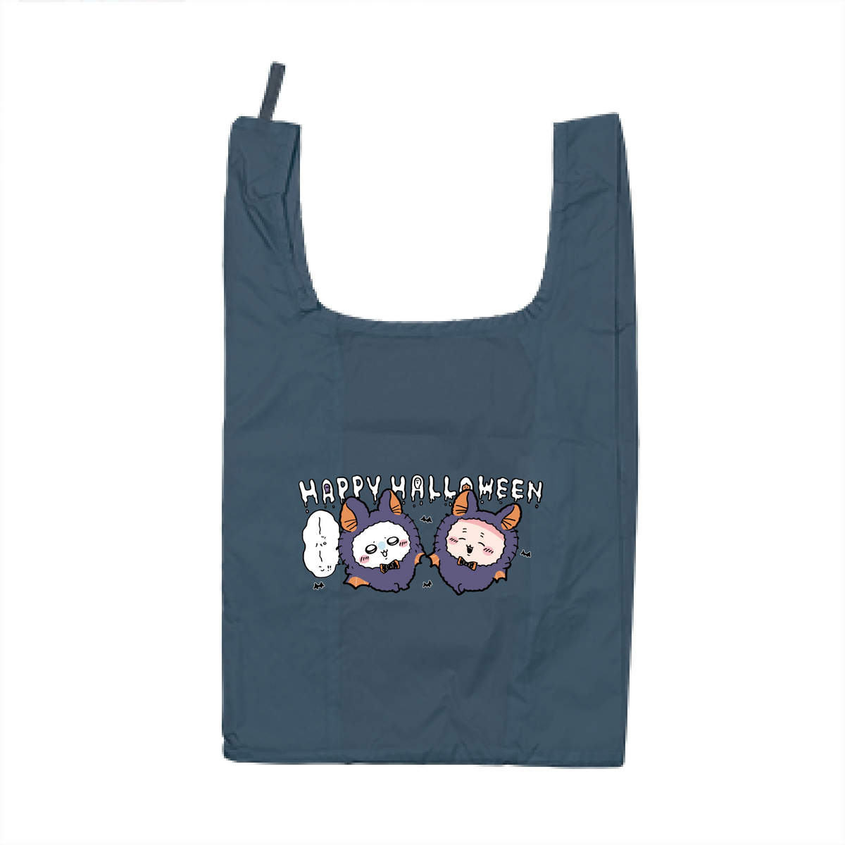 Chiikawa Happy Halloween 2026 Momonga & Furuhonya Eco Bag L in Navy, official product view 1