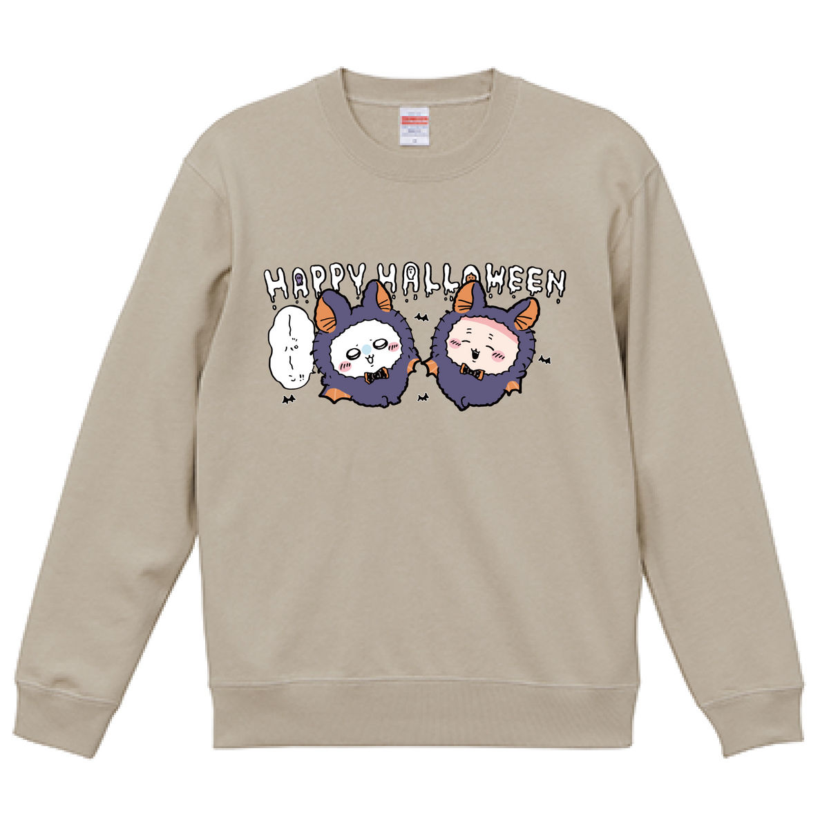 Chiikawa Happy Halloween 2026 Momonga & Furuhonya Sweatshirt in Sand Beige, official product view 3