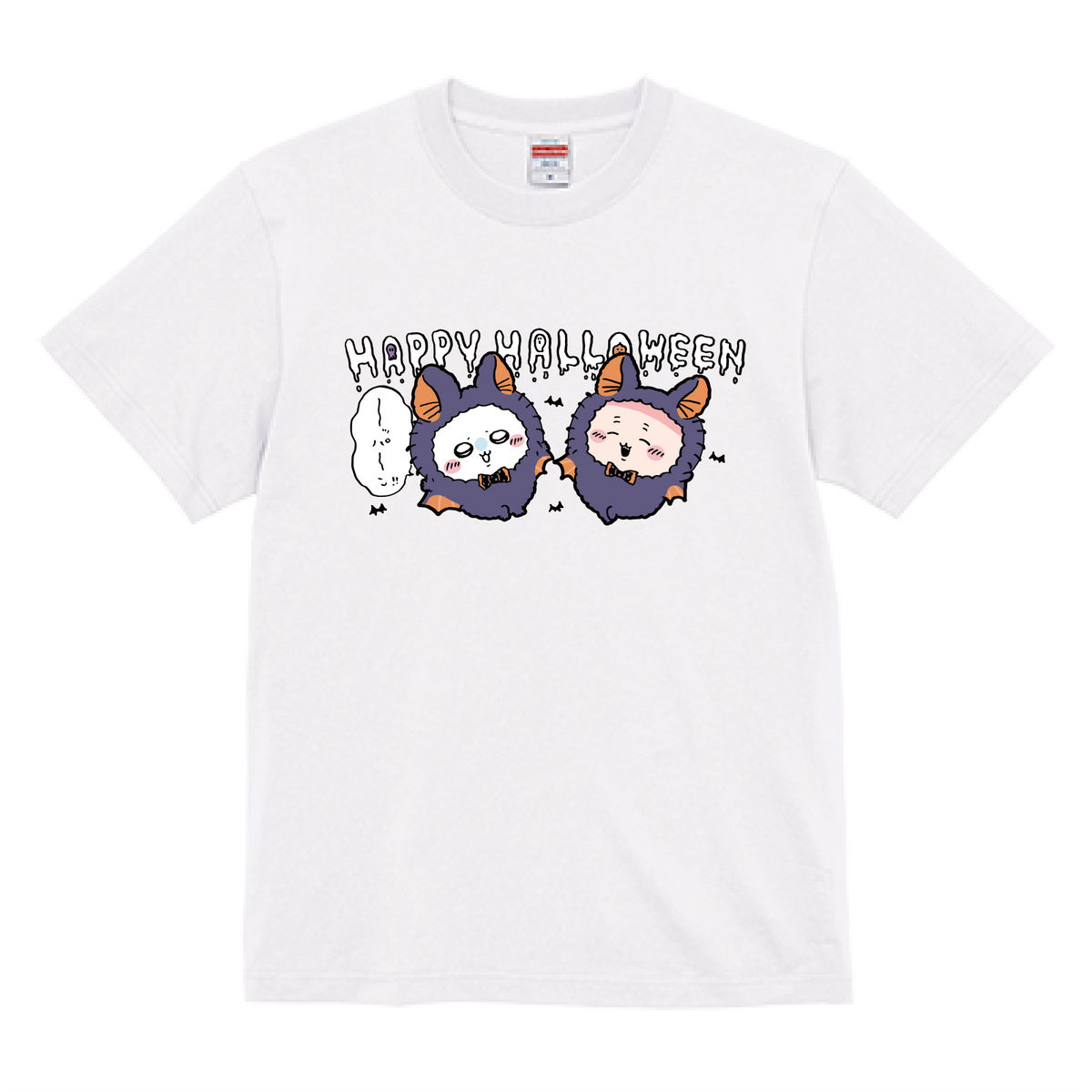 Chiikawa Happy Halloween 2026 Momonga & Furuhonya T-Shirt in White, official product view 1