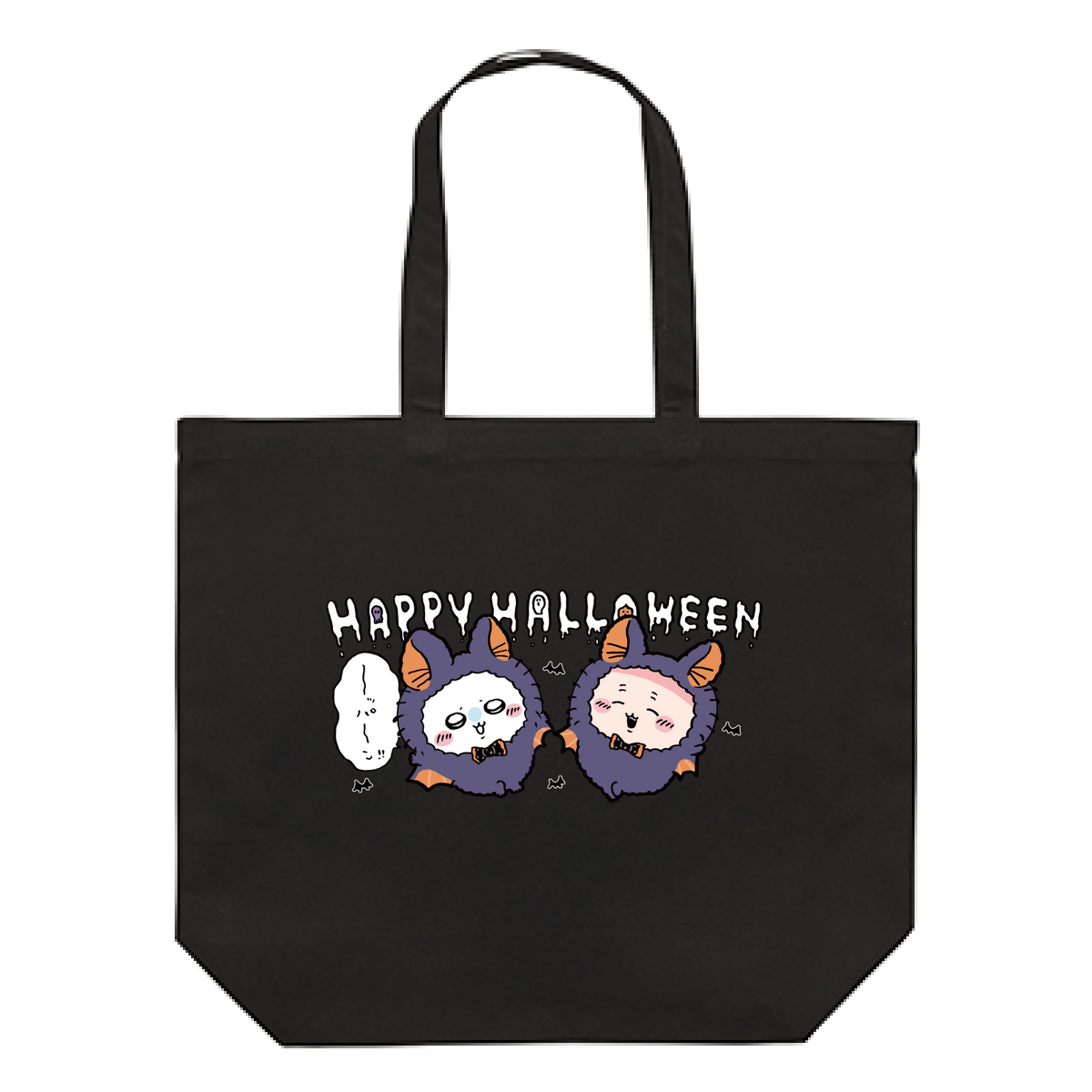 Chiikawa Happy Halloween 2026 Momonga & Furuhonya Tote Bag L in Black, official product view 1
