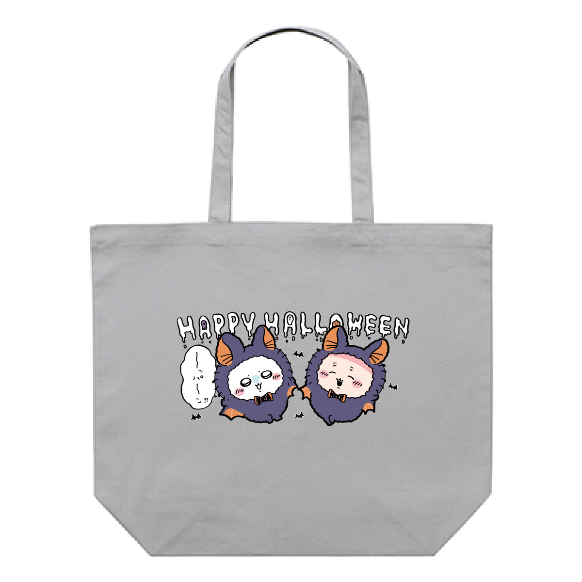 Chiikawa Happy Halloween 2026 Momonga & Furuhonya Tote Bag L in Light Gray, official product view 2