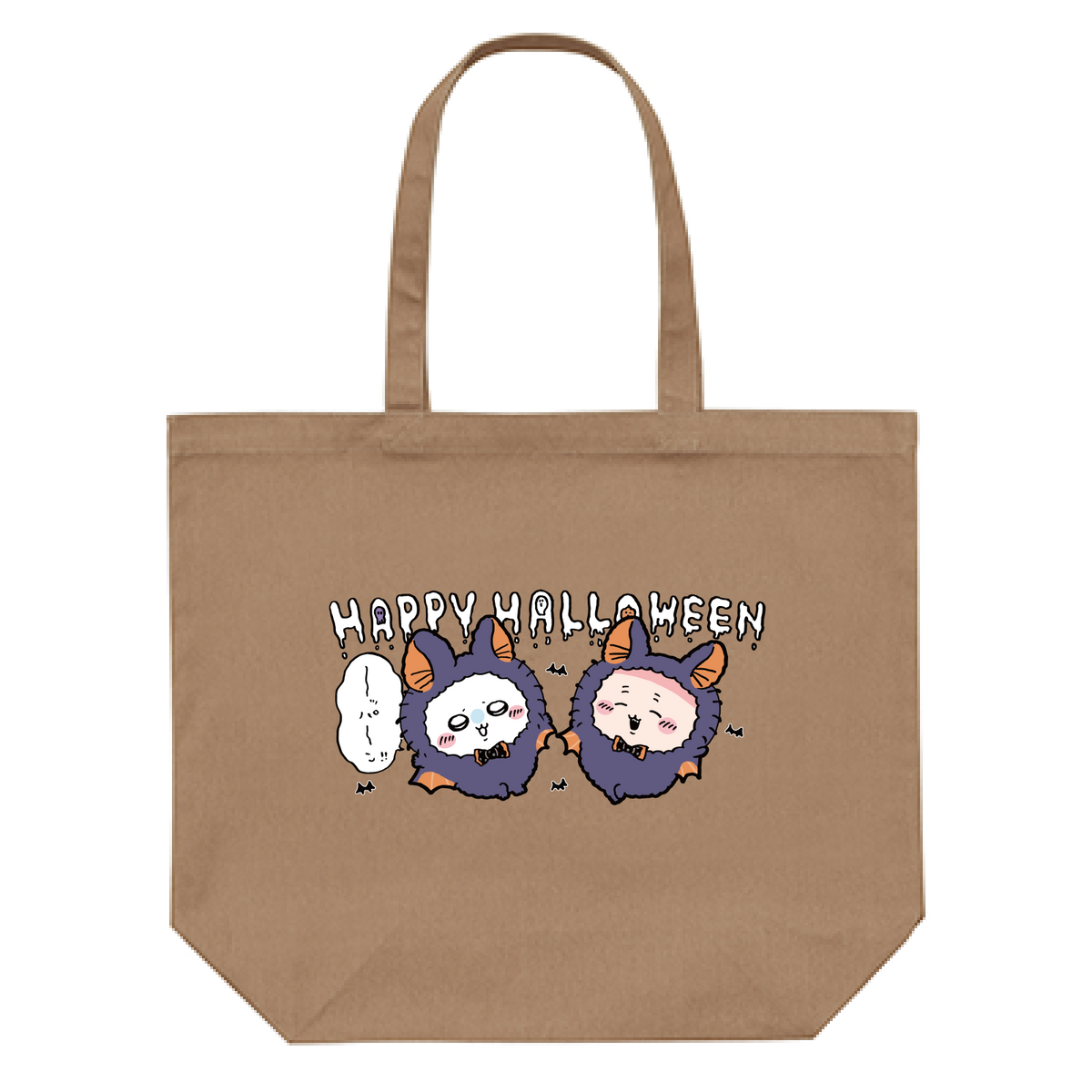 Chiikawa Happy Halloween 2026 Momonga & Furuhonya Tote Bag L in Mocha, official product view 4