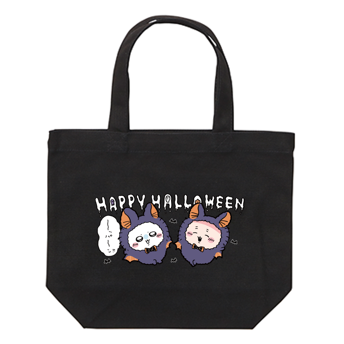 Chiikawa Happy Halloween 2026 Momonga & Furuhonya Tote Bag S in Black, official product view 1
