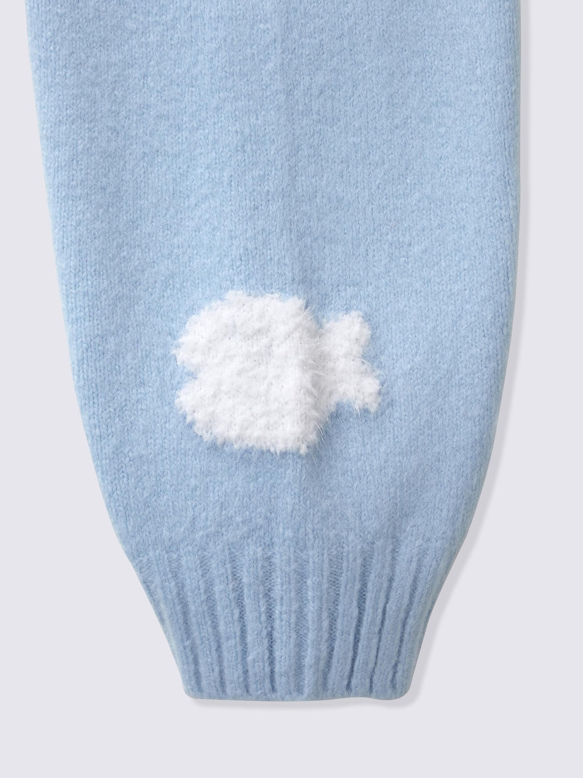 Chiikawa Snow Day Kids' Fluffy Character Knit Sweater — Hachiware, sleeve detail