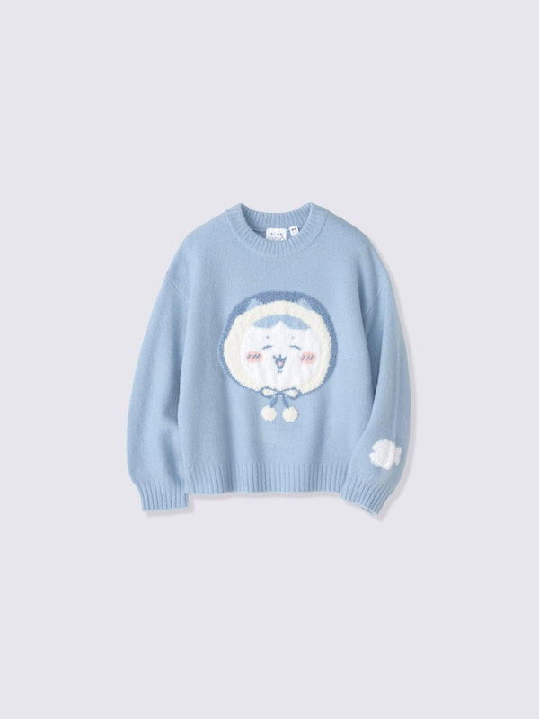 Chiikawa — Snow Day Kids’ Fluffy Character Knit Sweater — 362879-002 — full product view