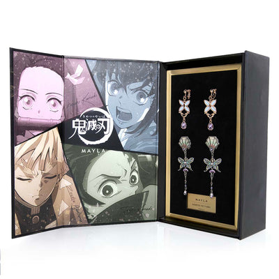 Shinobu Kocho Demon Slayer x MAYLA Iconique Ear Objet set in presentation box