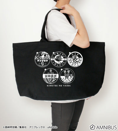 Demon Slayer Milk Bottle Cap Motif Group BIG Zip Tote Bag, official product view 7