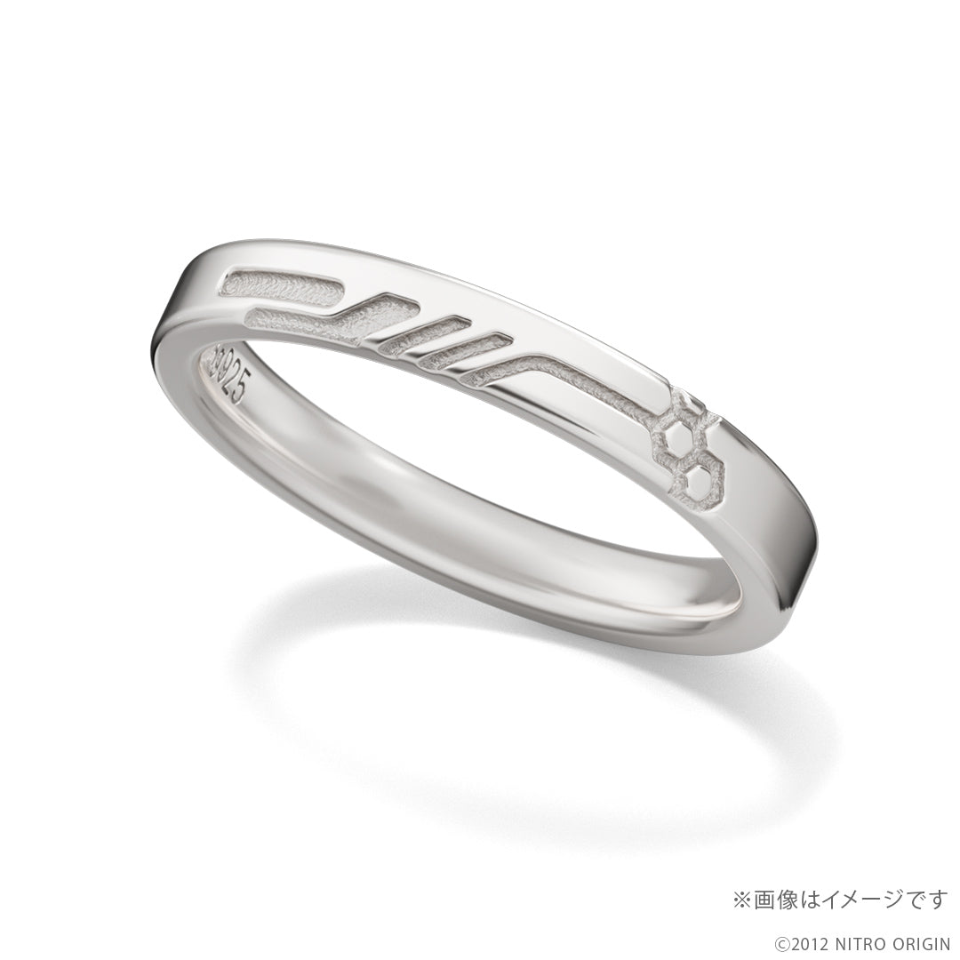 DRAMAtical Murder motif silver ring - angled view