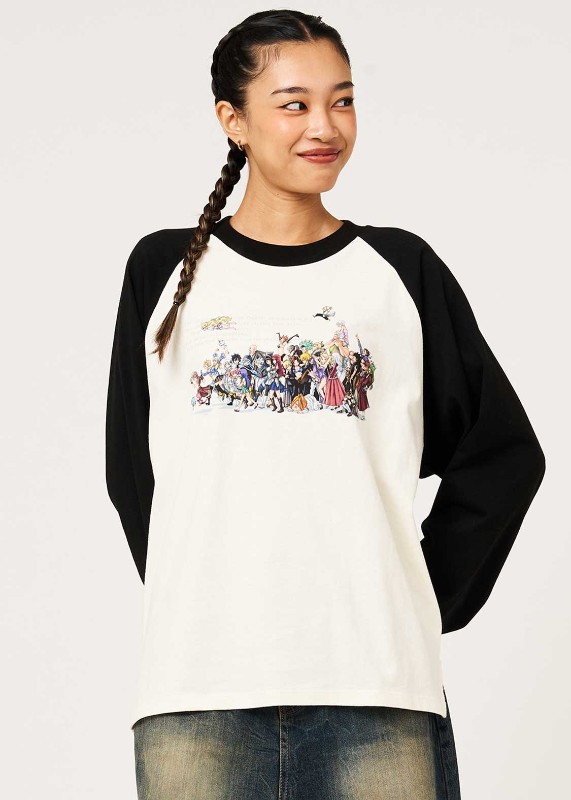 Fairy Tail 20th Anniversary Collaboration Guild Gathering Raglan Long-Sleeve T-Shirt - worn view 4